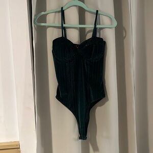 Lulus Hunter green corset bodysuit